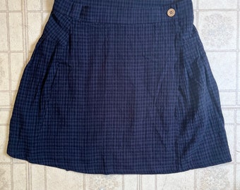 Black and Grey Plaid Wrap Skirt. 28” Waist