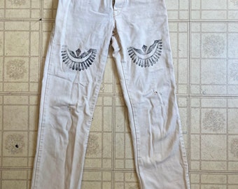 30X34” 90s Buckleback Canvas Pants. Rancher/Cowboy/Faded/Hand-Stamped