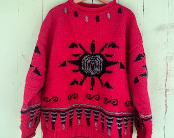 100% Wool Sweater. Mock turtleneck. Chunky Sweater. Vintage 90s