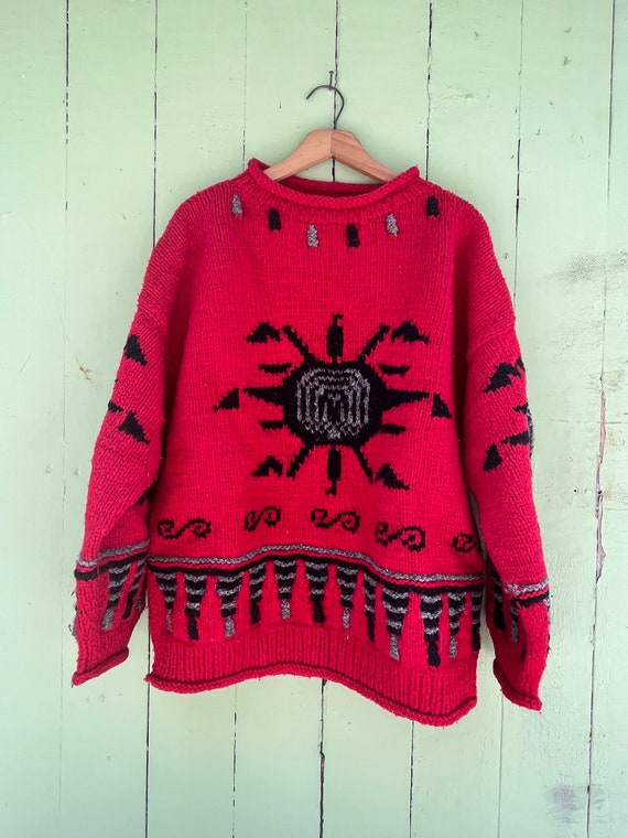 100% Wool Sweater. Mock turtleneck. Chunky Sweater