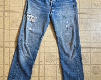 Size 28 Waist Vintage Levi’s 501 Jeans. Button Fly/Red Tab/Distressed/90s