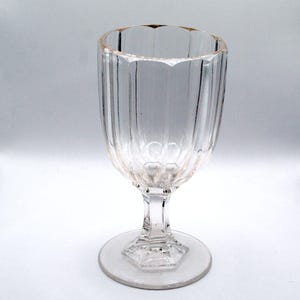 Antique EAPG Straight Huber Pattern Flint Crystal Glass Wine Goblet