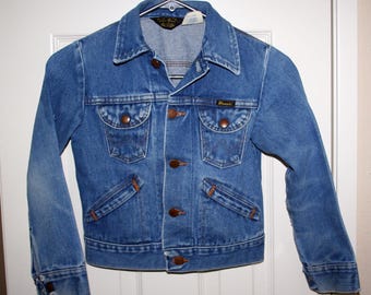 Wrangler blå jeansjacka från 1980-talet – storlek 10 för pojkar – tillverkad i USA – 902 BPWR