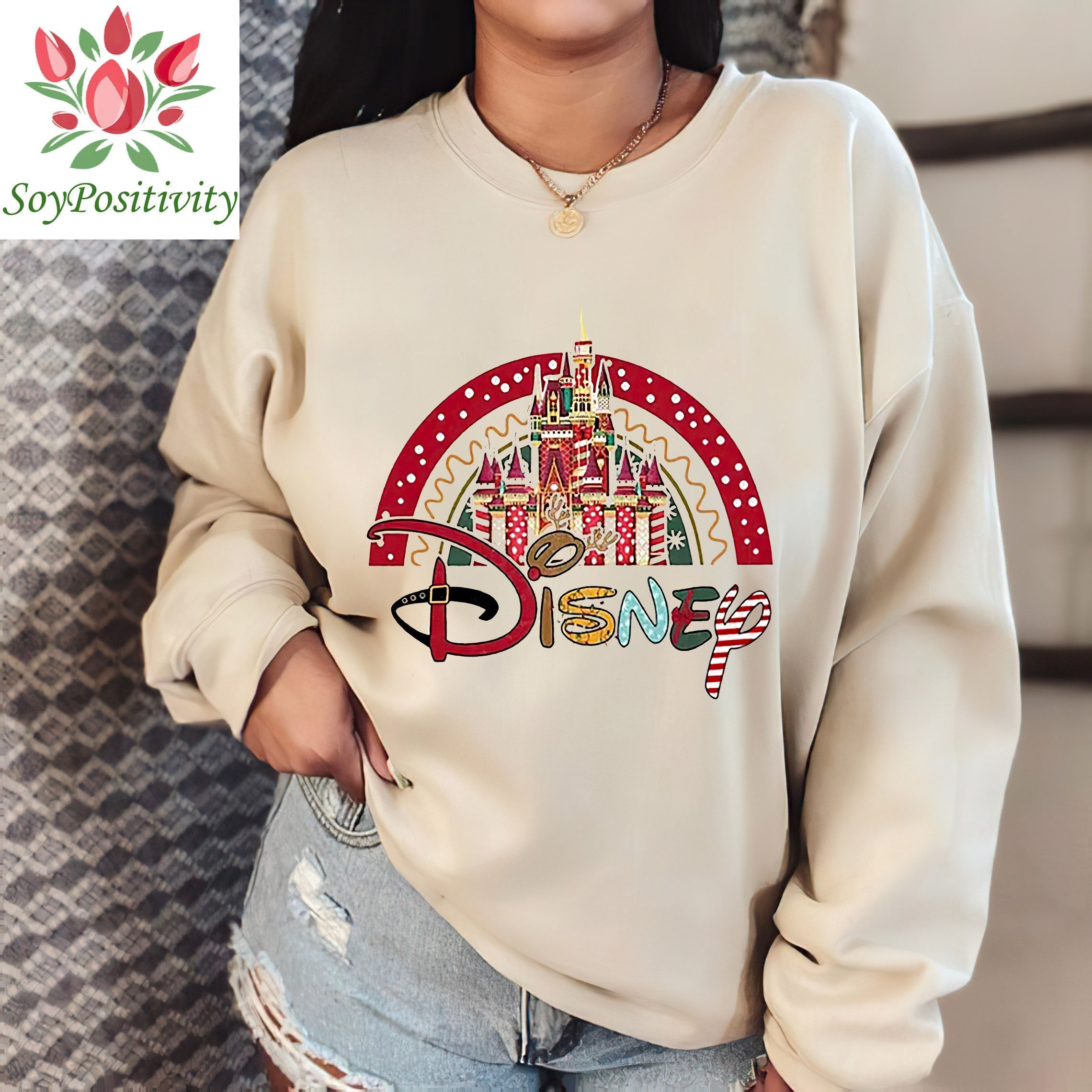 Disney Christmas Sweatshirt, Disney Castle Christmas Sweatshirt sold by