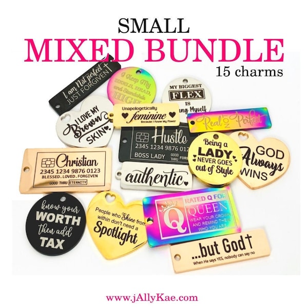 Mixed Charm Bundle, Inspirational, Beaded Bracelets, Bangles, Stainless Steel charms, Quote Charms, Jewelry Making, Wholesale, Bulk, 15pcs