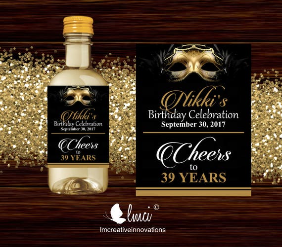 Black and Gold Masquerade Wine Bottle Labels Wedding Labels - Etsy