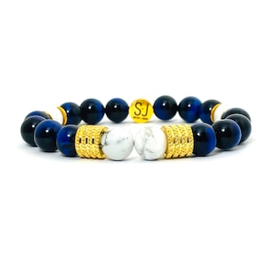Men&#39;s Beaded Bracelet | Blue Tiger&#39;s Eye Jewelry | Gift for Him | Handmade Bracelet | Unique Gift for Husband, Everyday Wear, Father&#39;s Day