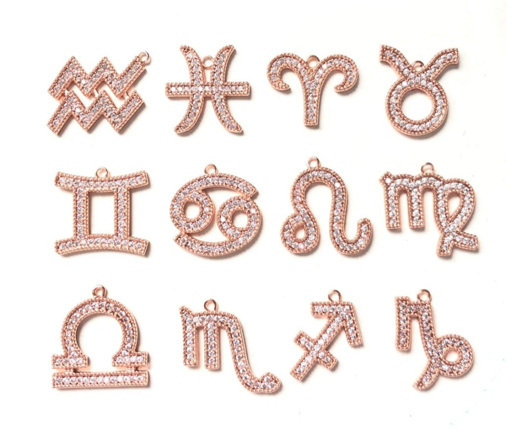Zodiac Charms, Rose Gold Zodiac Charms, Horoscopes, Zodiac Signs, Gifts