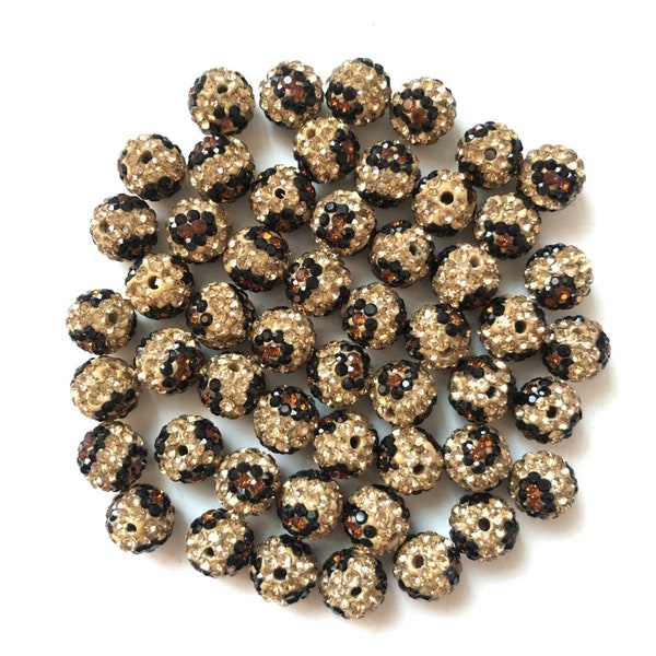 Leopard Print beads, Shamballa Beads, Leopard Shamballa beads, Focal Beads, Beads for Jewelry making, Cheetah print beads, 10mm