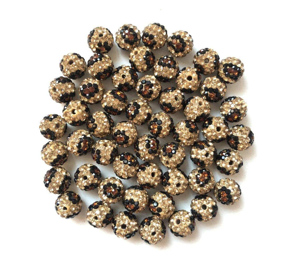 Leopard print beads • 10 pcs • 15 mm • silicone beads • cheetah print •  animal print • sensory loose beads • diy • black brown