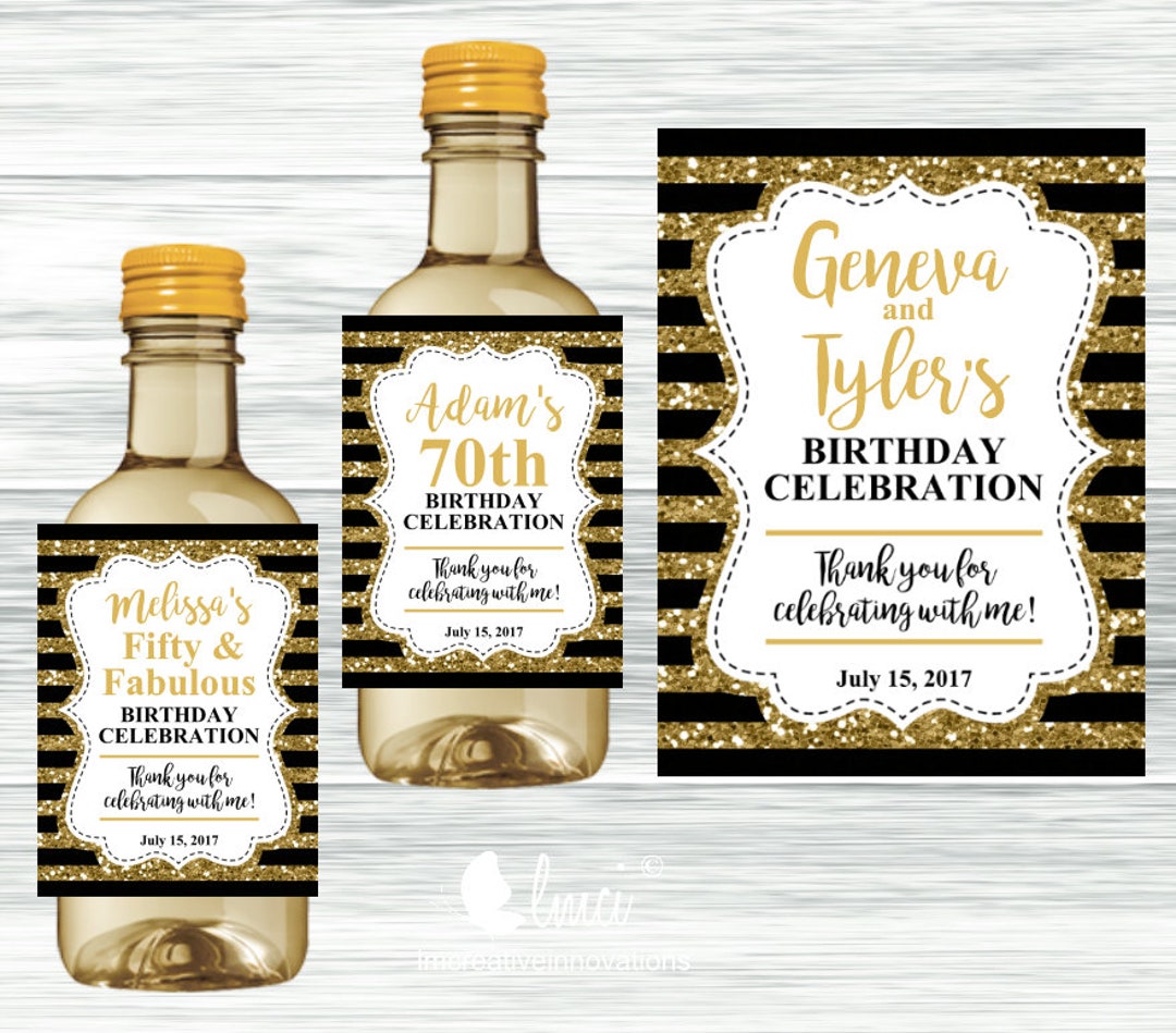 Black and Gold Wine Bottle Labels Mini Wine Labels Etsy