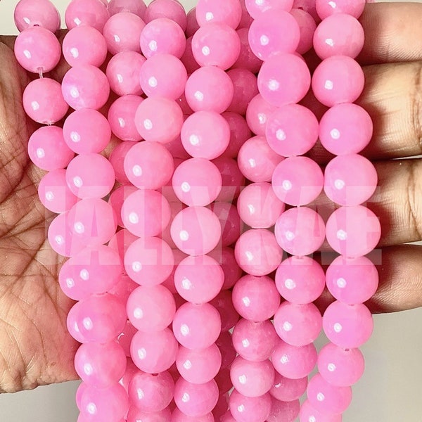 Natural Jade Beads Dyed Pink, Round Beads, Jade Beads, Gemstone Beads, 10mm, 15" Strand