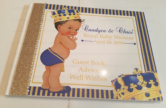 Royal Prince Baby Shower Advice Book Blue And Gold Baby Etsy