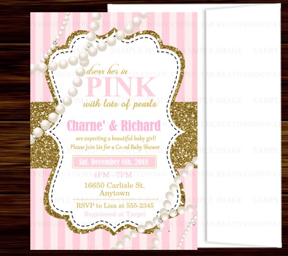 Glitter And Pearls Baby Shower Invitations 8