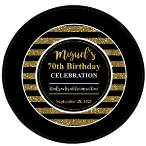 Black and Gold Charger Plate Insert, Adult birthday party, Men's Birthday Party, Black and Gold Party Favors - Digital File Only