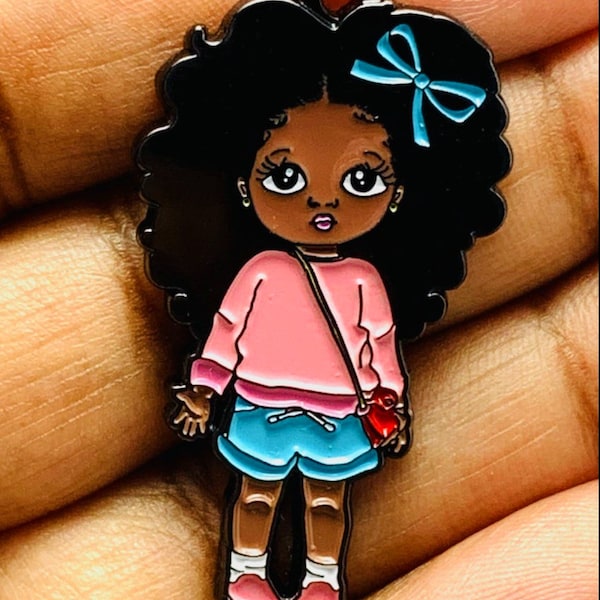 Little Black Girl Charm, Princess Charm, Afro Puffs Charm, Charm for Kid's Jewelry, Charms for Jewelry Making, Attachments for Bead Bracelet