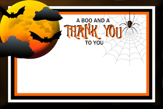 Halloween Thank You Card Halloween Party Favors Instant
