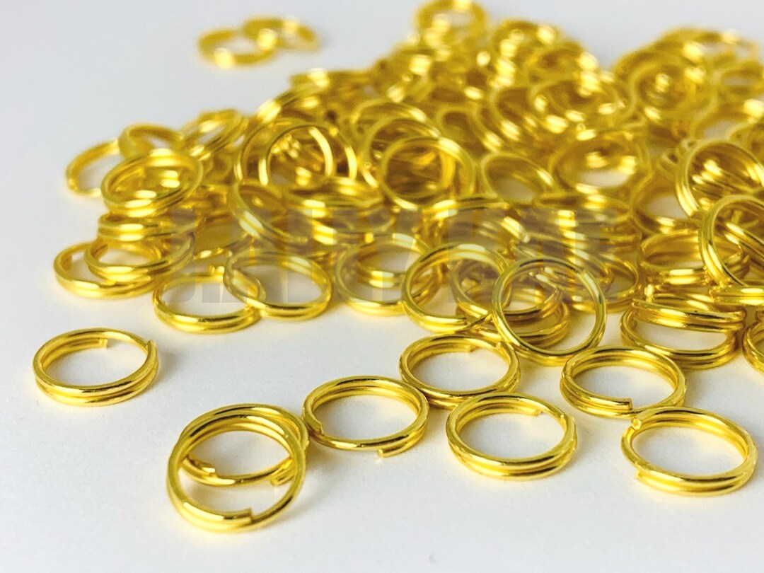 Gold Split Rings, Gold Jump Rings, Double Loop Rings, Bulk, 8 Mm Split, Bright Gold Jump Rings