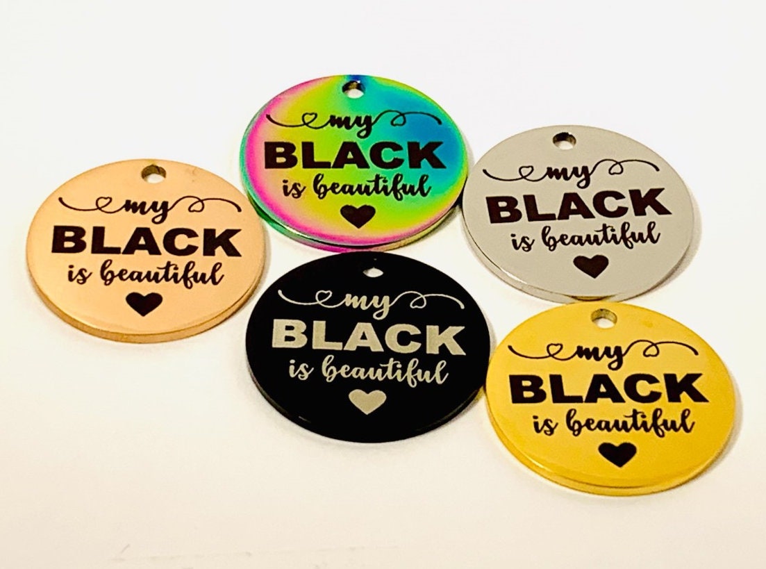 Black is Beautiful Charm, Stainless Steel, Quote Charm, Jewelry Makin…