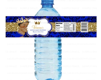 Royal Baby Shower Water Bottle Labels, Royal Birthday Bottle Labels, Royal Prince Baby Shower, Favors  - Digital File