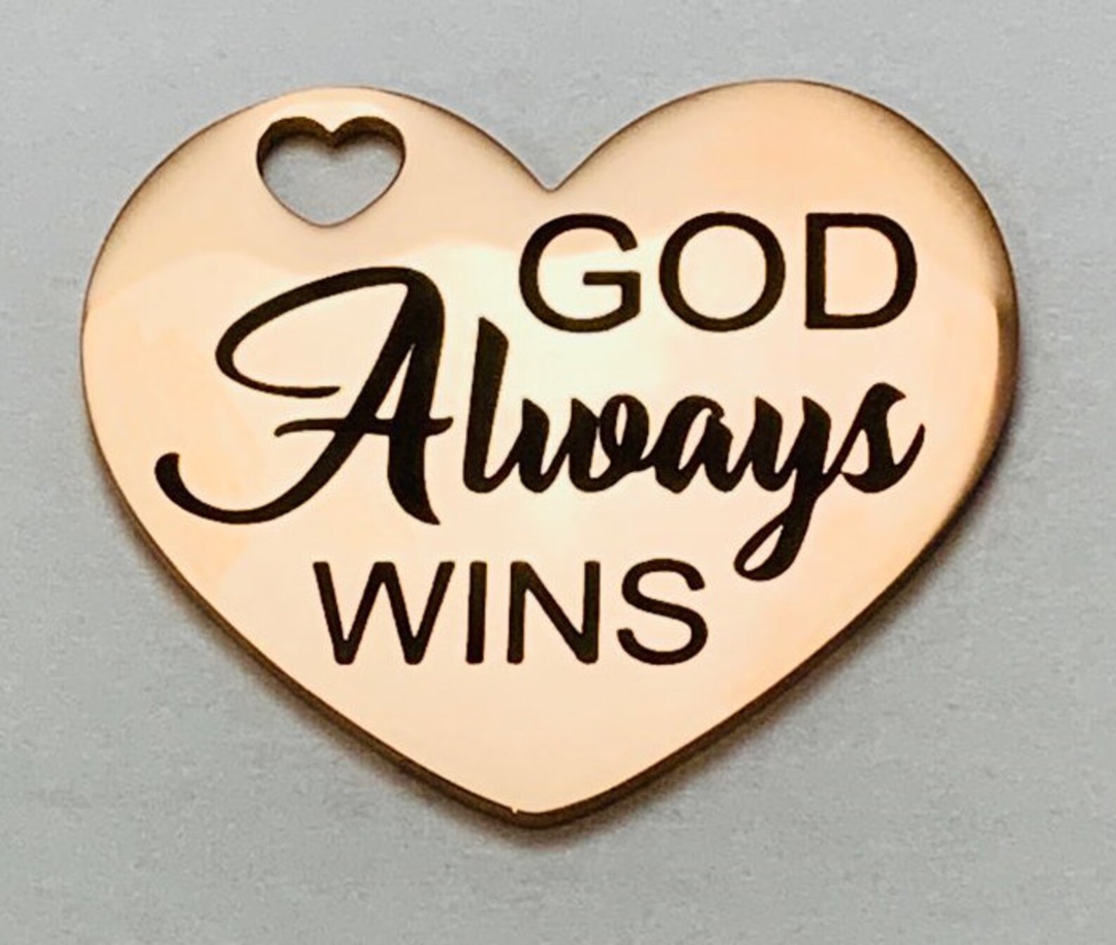 God Always Wins Charm Religious Charm Quote Charm Jewelry Etsy