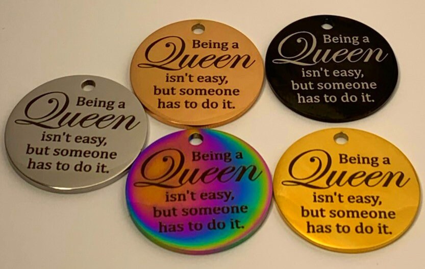 Queen charm, Stainless Steel, Quote Charm, Gold charm, Silver Charm, …