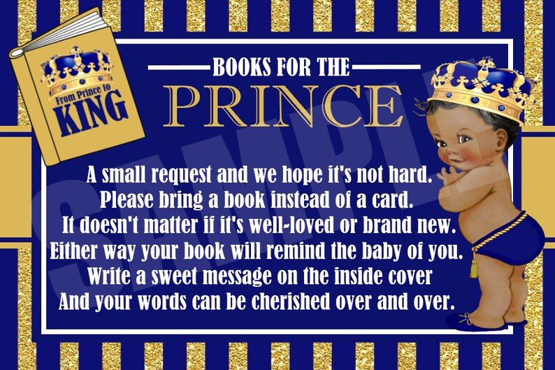 Baby Prince Bring A Book Insert Royal Baby Shower Book Etsy