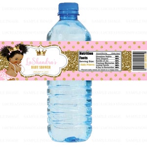 Royal Princess Baby Shower Water Bottle Labels, Twin Princesses, Royal Birthday Bottle Labels, Princess Baby Shower, Favors - Digital