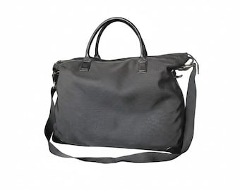 Vintage Express genuine leather trim weekender / overnight / carryon bag