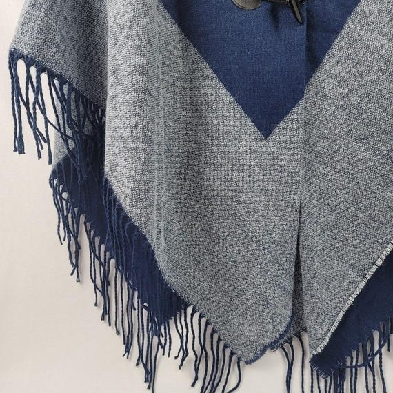 NWT Soft toggle button Blue Colorblock fringe pon… - image 3