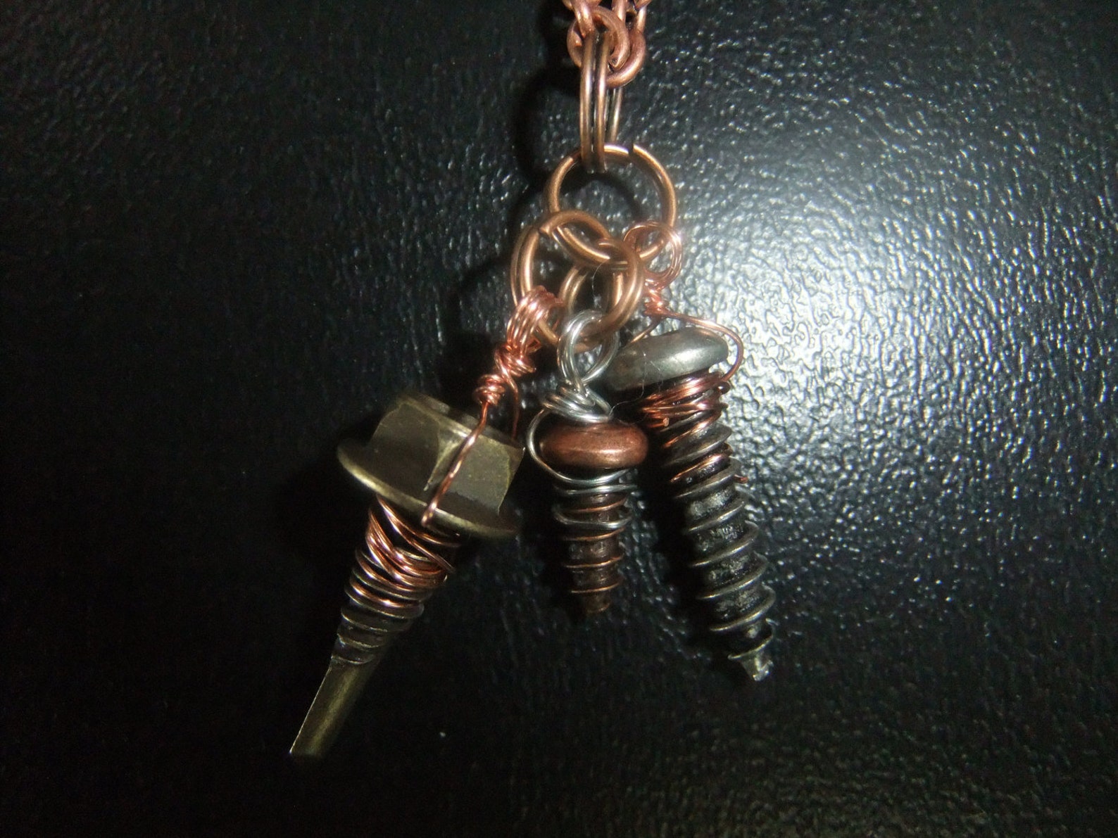 Copper Industrial nuts and bolts charm necklace and earrings Etsy