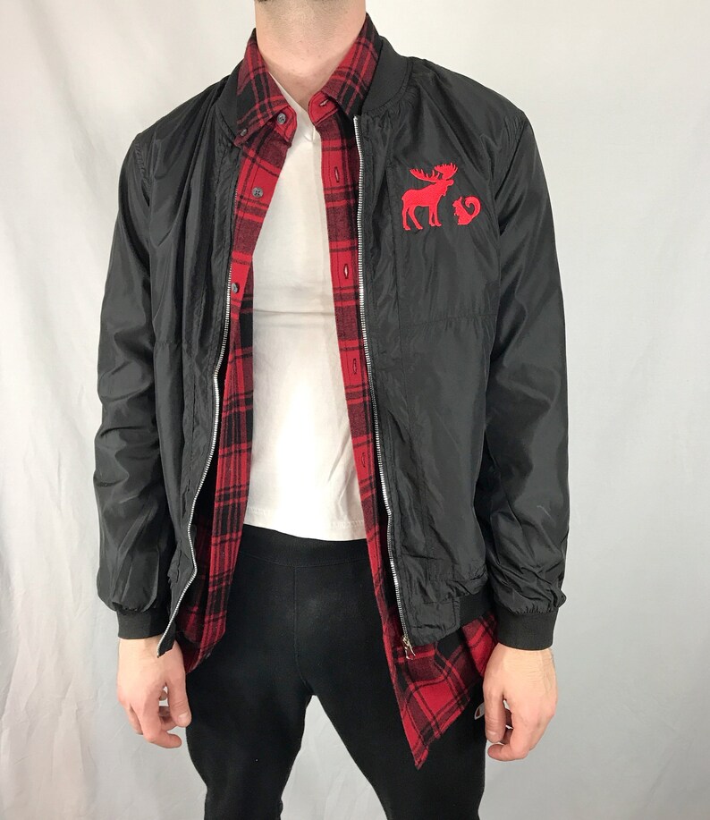 Black Custom Embroidered Design Members Only Er Jacket Green Moose Squirrel Winchester Embroidery S 2xl Sam Dean Coat