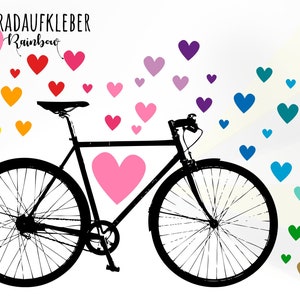 Fahrrad-Sticker Rainbow-Herzen