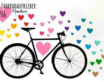 Fahrrad-Sticker Rainbow-Herzen