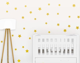 136 Gold Sterne Wandtattoo, Babyzimmer, Kinderzimmer, glänzend oder matt