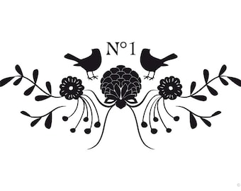 Tatouage de meubles - Oiseau - Vigne - NO 1