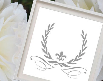 wall decal - furniture sticker - laurel wreath shabby chic