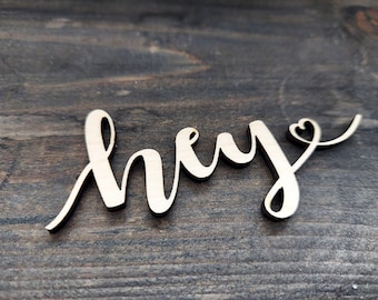 Wooden lettering "hey" with heart wooden sign saying gift wedding move in moving gift idea gift door entrance
