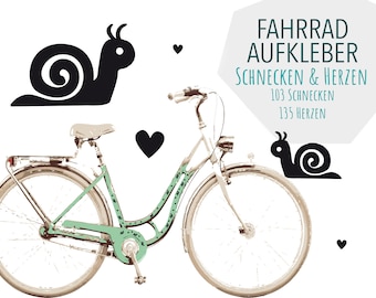 Fahrrad-Aufkleber - Schnecken + Herzen