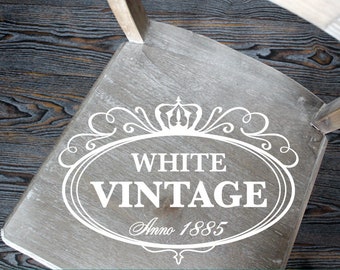 wall decal - furniture sticker - white vintage