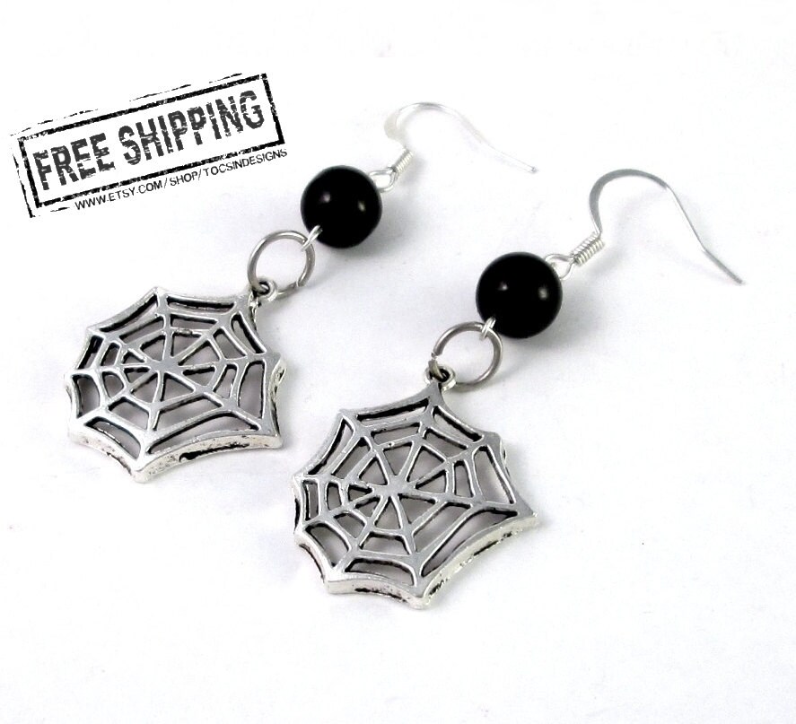 Spiderweb Earrings gothic jewelry gothic earrings Cobweb Etsy
