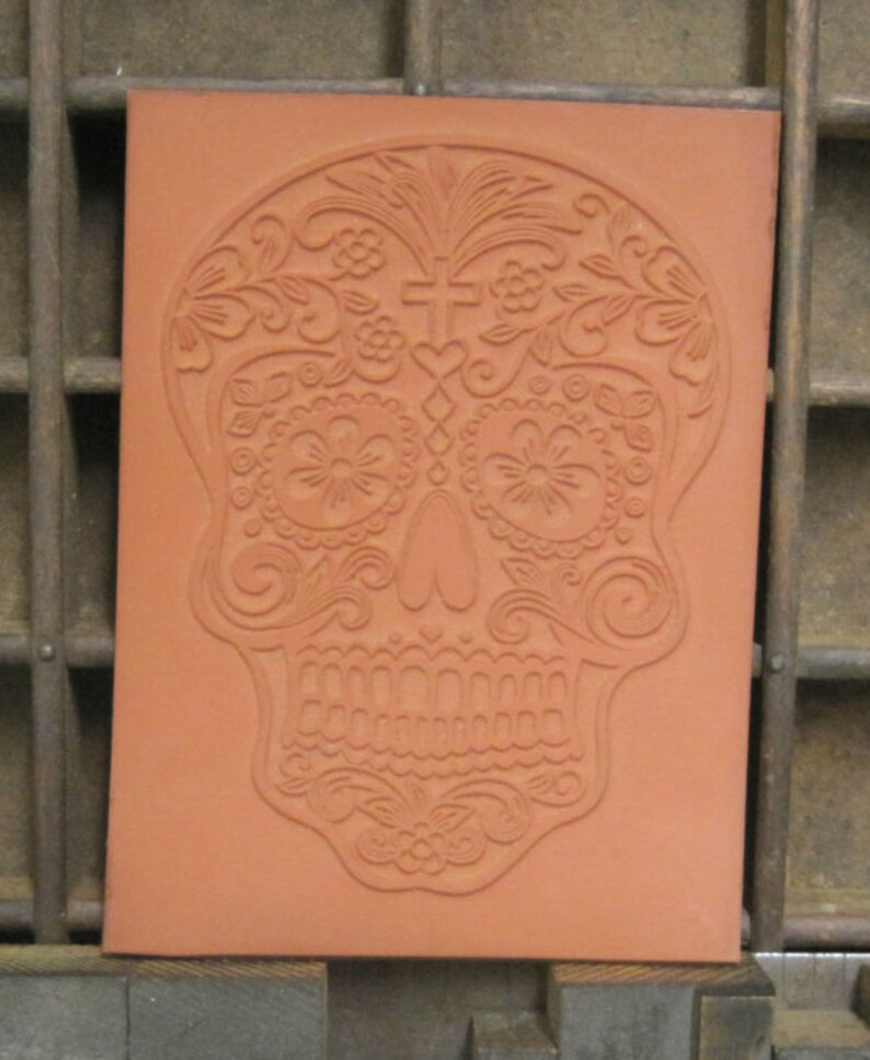 Day of Dead Themed Stamps Rubber Stamps Custom Rubber Stamp Halloween Stamp Rubber Stamp Print Block of Elaborate Sugar Skull