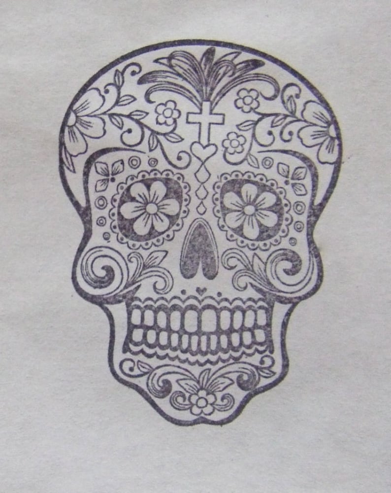Day of Dead Themed Stamps Rubber Stamps Custom Rubber Stamp Halloween Stamp Rubber Stamp Print Block of Elaborate Sugar Skull