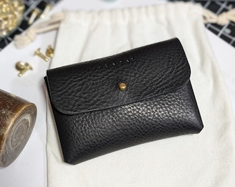 Personalized Leather Card Holder: Italian Vegetable Tan, Minimalist Wallet