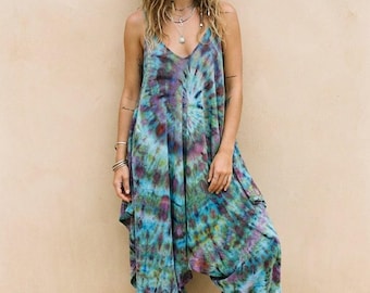 Plus Size Tie Dye jumpsuit - Spiral hippie Romper - Unique Festival Outfit