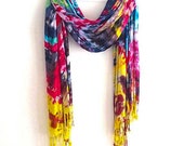 Scarf Multicolour Tie Dye Pashmina Hijab Rainbow Hippie Unique Festival Shawl Hippy Fashion Boho Bohemian Style