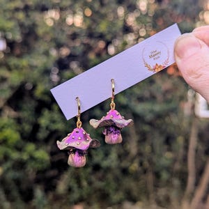 Mushroom Earrings Handmade Earrings Polymer Clay Earrings Fairycore Earrings Cottage Core Earrings Magic Mushrooms