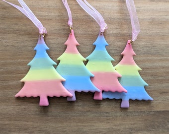 Christmas Tree Decorations Rainbow Handmade Polymer Clay