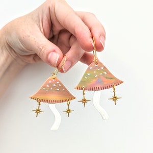 Magic Mushroom Earrings Polymer Clay Handmade image 1