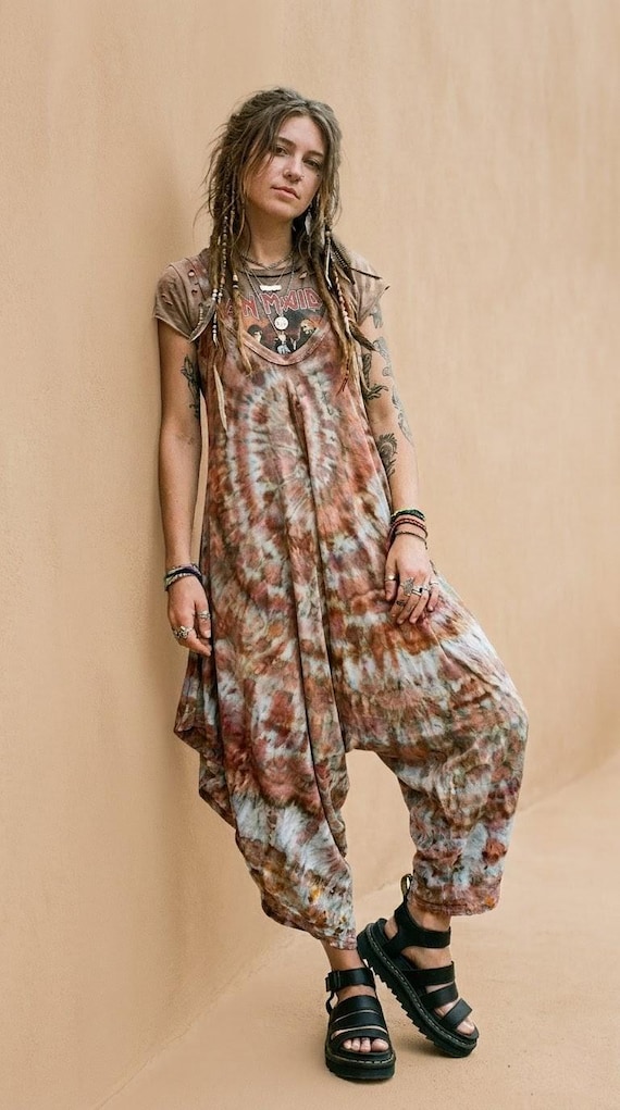 Ice Dye Jumpsuit - Boho Tie Dye Romper - Plus Size Hippie Clothing - Summer Holiday Outfit
